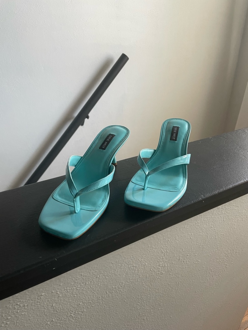 Nine West Square-Toe Thong Heel Sandals